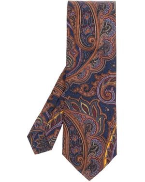 Etro Printed Silk Tie - Purple