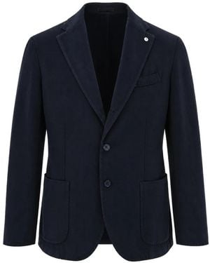 L.B.M. 1911 Notched-Lapels Single-Breasted Jacket - Blue
