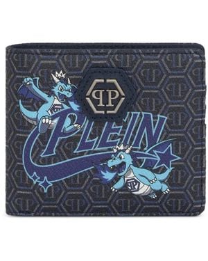 Philipp Plein Dragon-Monogram Wallet - Blue