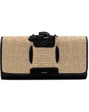 PERRIN Paris La Parisienne Raffia Glove Clutch - Black