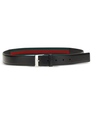 Gucci Web-Stripe Leather Belt - White