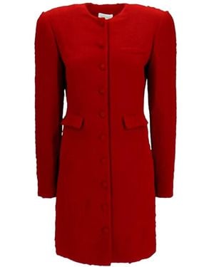 Magda Butrym Bouclé Button-Up Mini Dress - Red