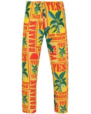 Amir Slama Lettering-Print Straight Trousers - Yellow