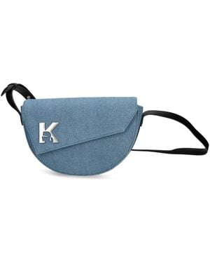 Karl Lagerfeld Denim Half-Moon Crossbody Bag - Blue