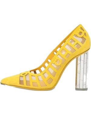 Ferragamo 105Mm Leather Heeled Court Shoes - Natural