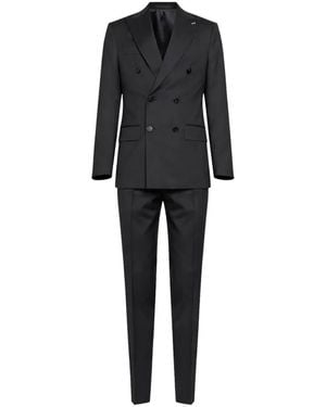 D4.0 Double-Breasted Peak Lapels Suit - Black