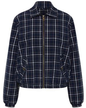 The Upside Valencia Lexi Collared Check Jacket - Blue