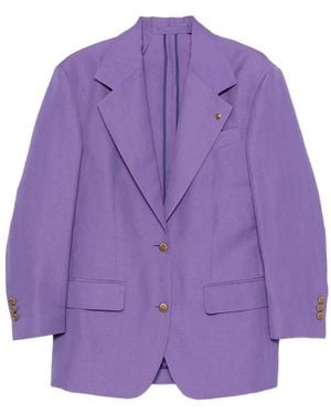 Versace Peak-Lapel Single-Breasted Blazer - Purple