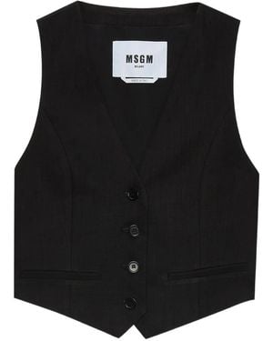 MSGM V-Neck Buttoned Waistcoat - Black