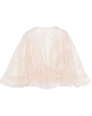 Alberta Ferretti Lace Ruffled Top - Natural