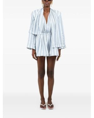 ROWEN ROSE Vestido Corto A Rayas - Blanco