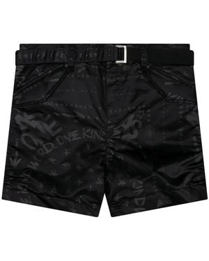 Sacai X Eric Haze Bandana-Print Belted Shorts - Black