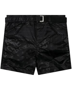 Sacai X Eric Haze Bandana-Print Belted Shorts - Black