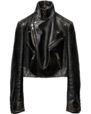 Prada Bikerjacke Aus Leder - Schwarz