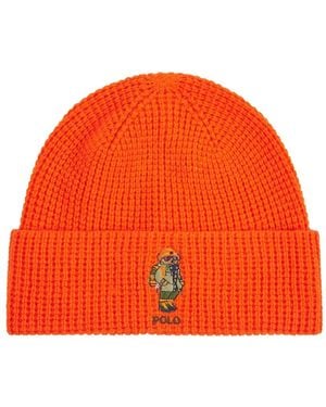 Polo Ralph Lauren Gorro Polo Bear De Punto Grueso - Naranja