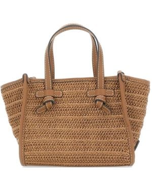 MARCELLA CLUB Bolso Shopper Miss Marcella De Paja Con Ribete De Piel - Marrón