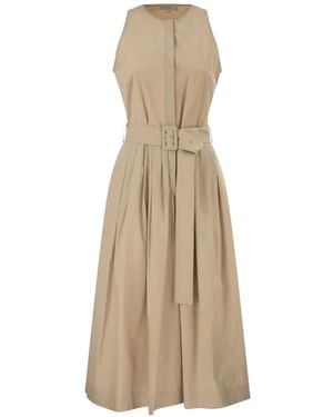 Antonelli Belted Pleated Midi Dress - Natural