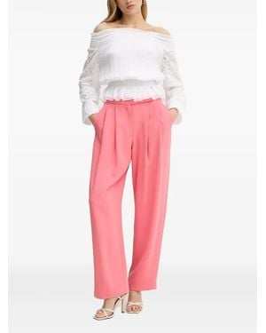 Guess Lace-Trimmed Smocked Top - Red