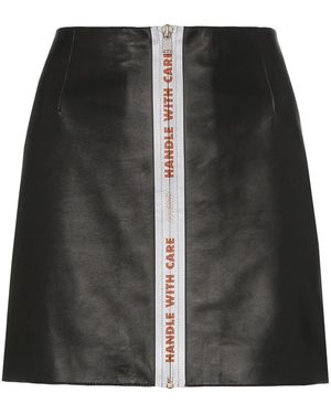 Heron Preston Reflective Tape Leather Mini Skirt - Black