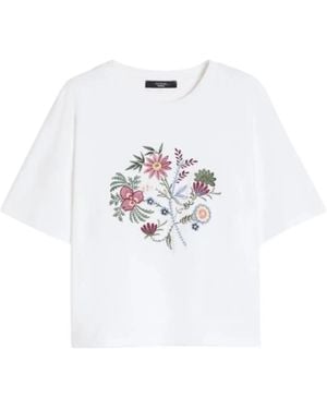 Weekend by Maxmara Floral-Embroidered T-Shirt - White