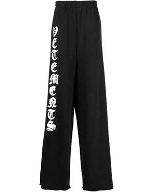 Vetements Logo-Print Cotton Track Pants - Black