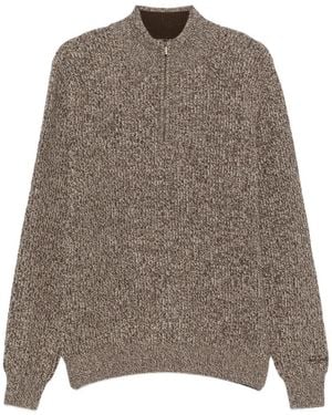 MC2 Saint Barth Buck Half-Zip Marl-Knit Sweater - Brown