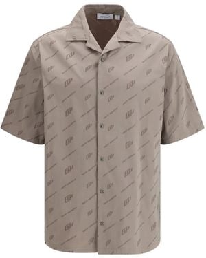 Off-White c/o Virgil Abloh Monogram-Print Short-Sleeved Shirt - Grey