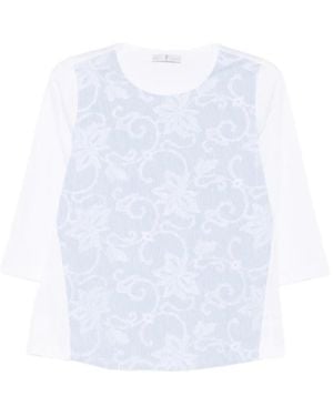 Whyci Camiseta Con Bordado Floral - Blanco