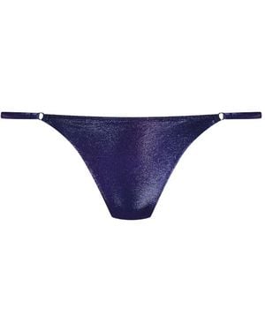Maison Close Metallic-Finish Bikini Bottoms - Blue