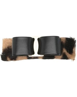 Ferragamo Bow-Shaped Leopard-Print Hair Clip - White