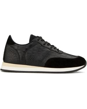 Giuseppe Zanotti Jimy Textured Suede Accents Leather Sneakers - Black