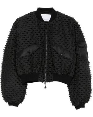 Cecilie Bahnsen Fil-Coupé Flared-Hem Jacket - Black
