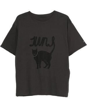 Juun.J Cat-Print T-Shirt - Black