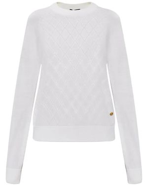 Balmain Pointelle-Knit Logo-Button Jumper - White