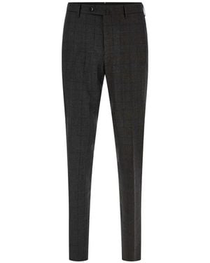 PT Torino Check-Pattern Tailored Pants - Black