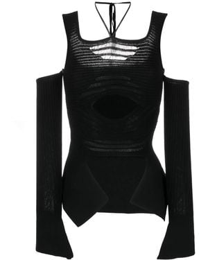 ANDREADAMO Cut Out-Detail Knitted Top - Black