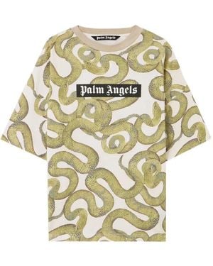 Palm Angels Snake-Pattern Logo T-Shirt - Metallic