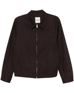 Sandro Zip-Up Wing-Collar Jacket - Black