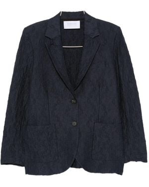Harris Wharf London Single-Breasted Textured Cotton Blazer - Blue