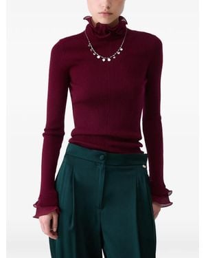 Liu Jo Wool Turtleneck With Ruffles - Red