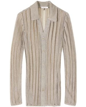 Patrizia Pepe Long-Sleeved Knitted Button Top - White