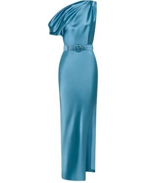 Nicholas Eartha One-Shoulder Belted Midi Dress - Blue