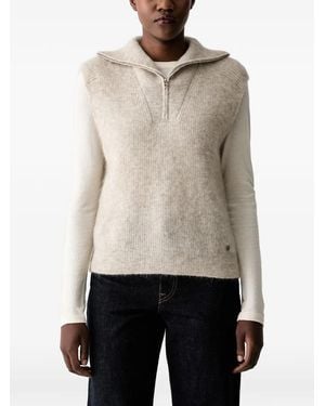 Mos Mosh Mmthora Quarter-Zip Knitted Vest - Natural