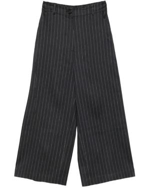 SOH Pinstripe-Pattern Trousers - Grey