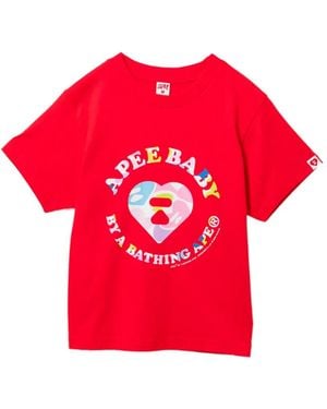 AAPE BY A BATHING AP Camo Heart Graphic T-Shirt - Red