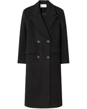 Tory Burch Double-Breasted Wool Coat - Black