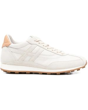 Hogan Panelled Lace-Up Fastening Trainers - White