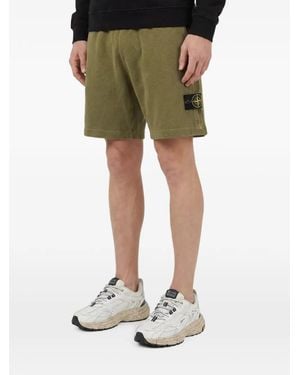 Stone Island Logo-Patch Jersey Shorts - Green