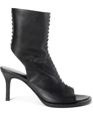 Ann Demeulemeester Elvy Open Toe Stitched Leather Pumps - Black