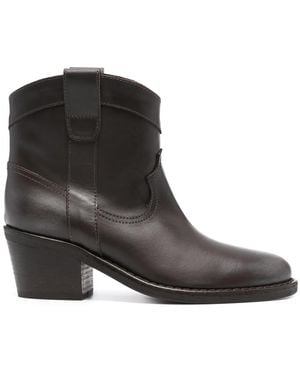 Via Roma 15 Texan 65Mm Leather Ankle Boots - Black